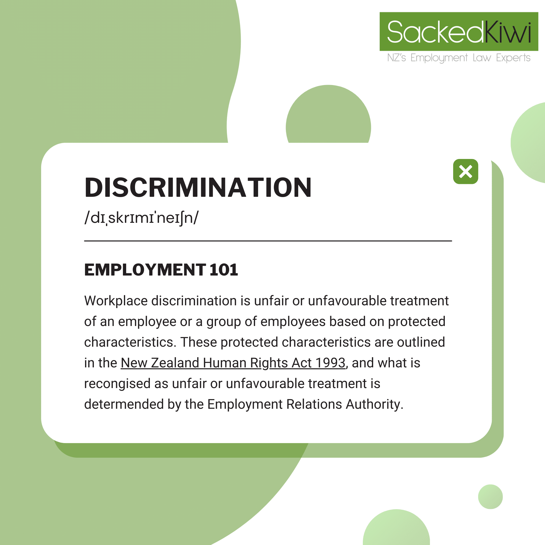 Workplace Discrimination Definition Graphic