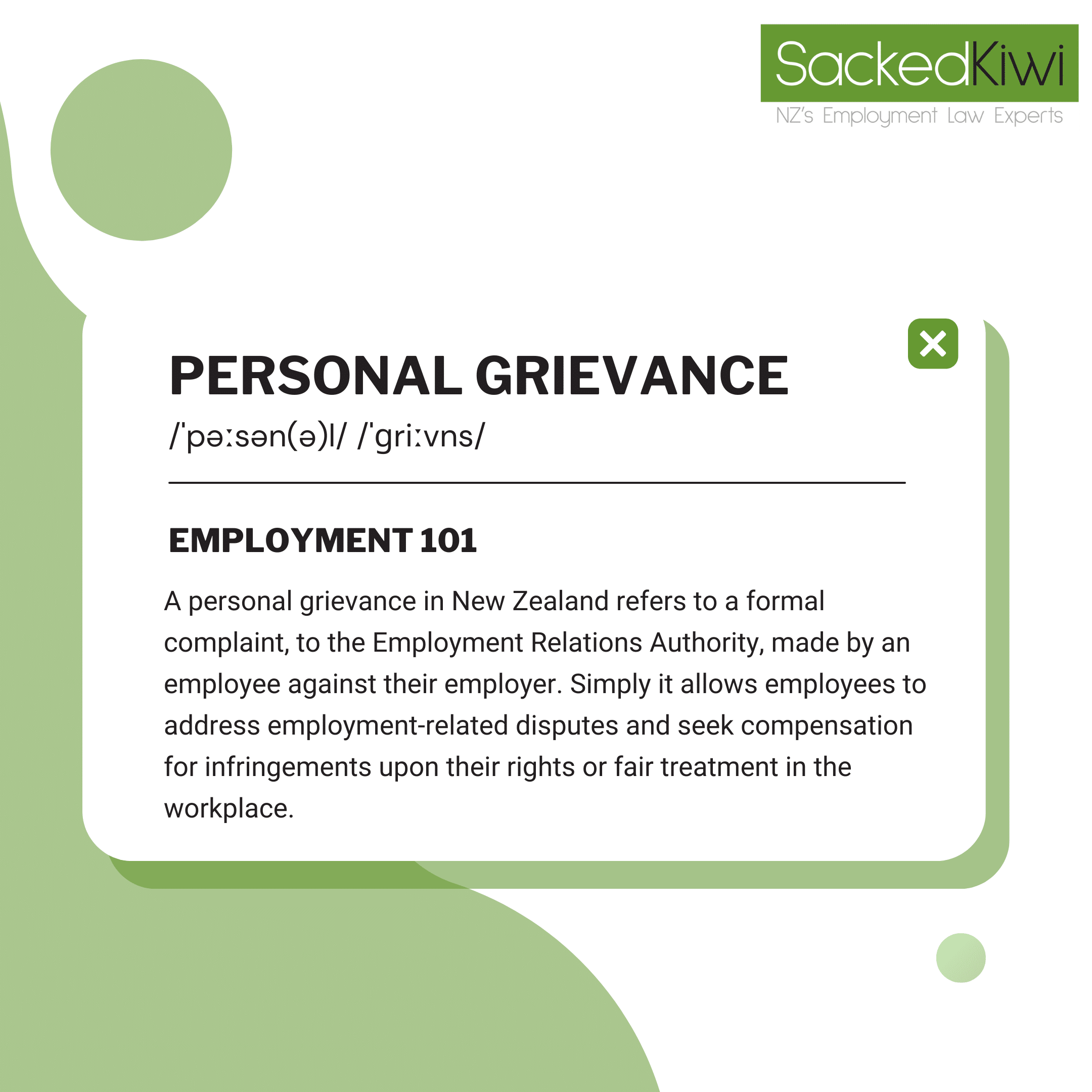 Personal Grievance Definition Graphic