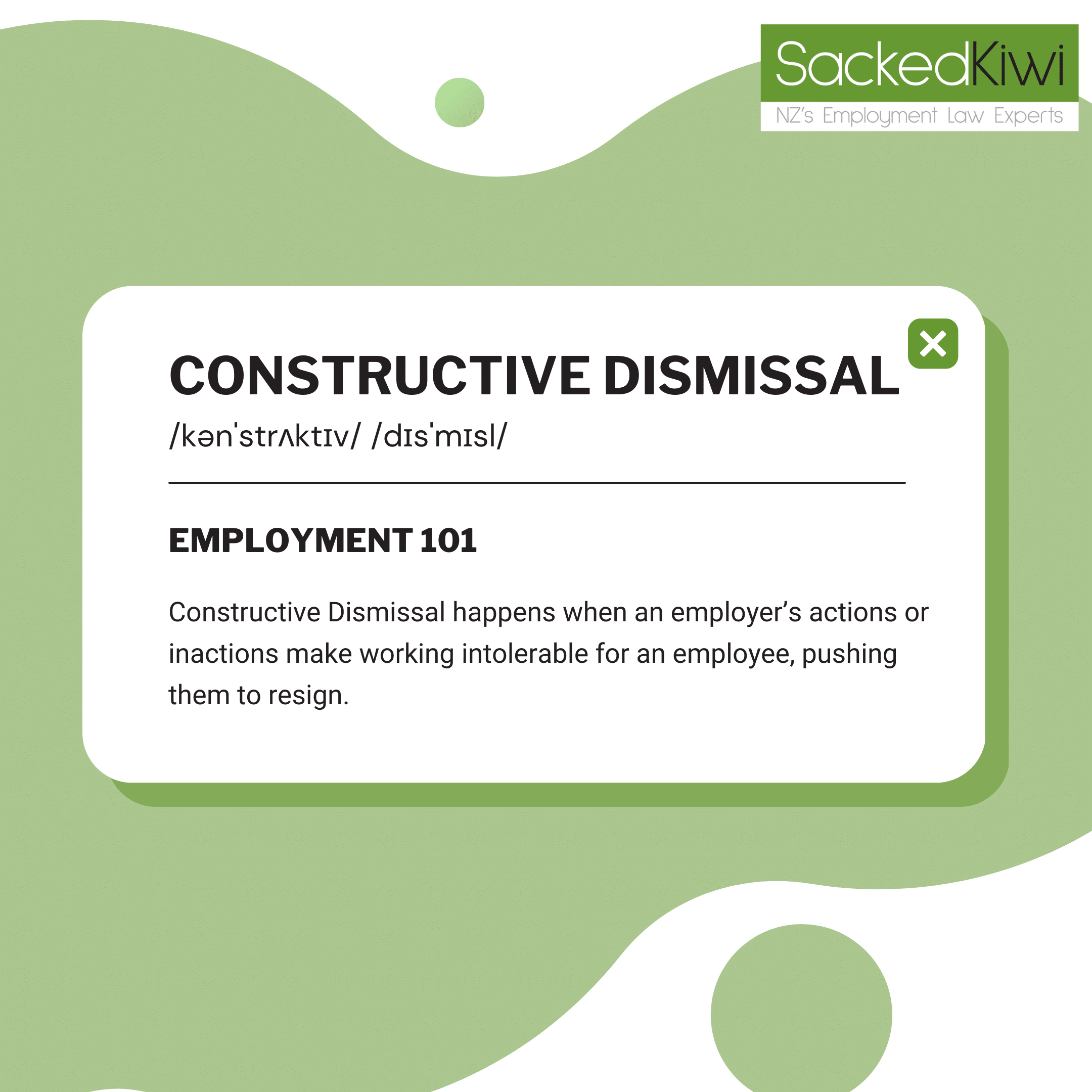 Constructive Dismissal, Constructive Dismissal in New Zealand